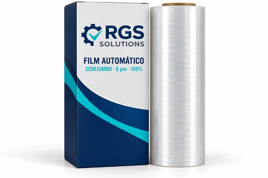 Caja RGS Solutions y bobina de film automático Semijumbo de 8 micras